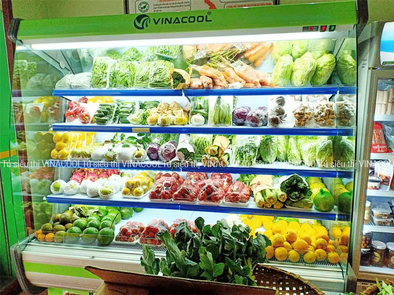 tủ mát trưng bày không cửa kính cong