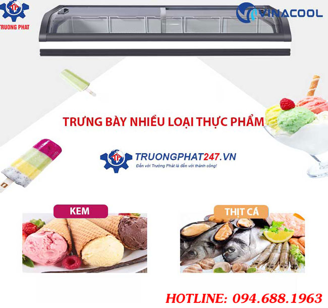 tủ trưng bày thực phẩm đông lạnh 1m5