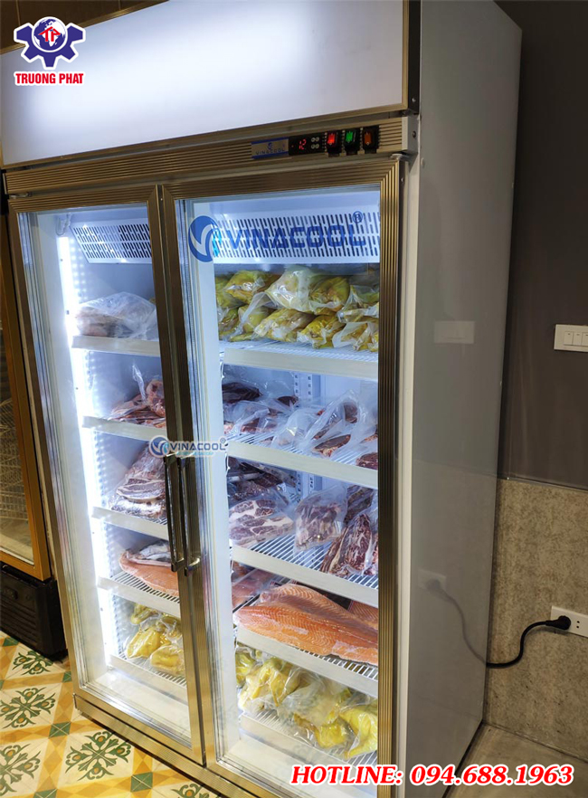 giá tủ đông đứng 2 cánh kính