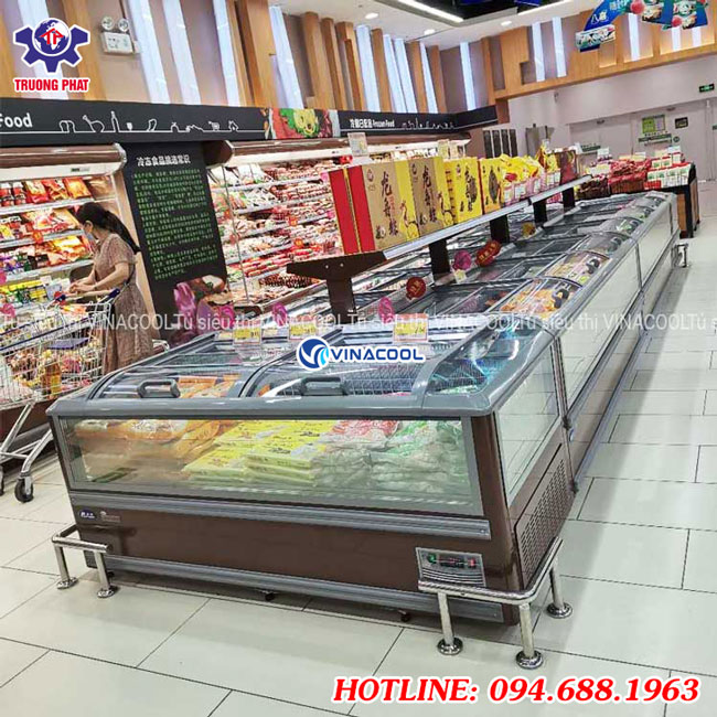 tủ đông siêu thị mặt kính